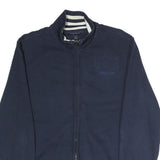 TOMMY HILFIGER Mens Navy Sweatshirt Full Zip S Striped Collar Cuffs