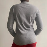Calvin Klein Spellout Long Sleeve T-Shirt - Medium Grey Cotton