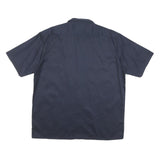 DICKIES Mens Navy Plain Cotton Blend Shirt L Workwear Button Pocket