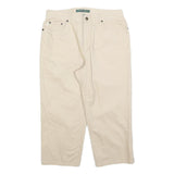 LAUREN RALPH LAUREN Womens Cotton Blend Beige Regular Straight Trousers W32 L21