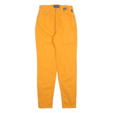 VERSACE Womens Cotton Blend Yellow Slim Trousers W26 L31 Stylish Zip Closure