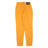 VERSACE Womens Cotton Blend Yellow Slim Trousers W26 L31 Stylish Zip Closure