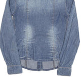 GUESS Womens Blue Denim Style Shirt S Casual Cotton Blend Button Closure
