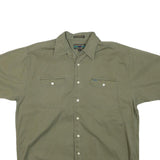 COLOURS Mens Green Short Sleeve Shirt L Casual Cotton Blend Button Pocket