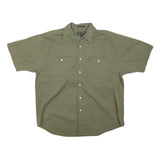 COLOURS Mens Green Short Sleeve Shirt L Casual Cotton Blend Button Pocket