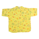 LEMON Womens Yellow Printed Basic Short Sleeve Collared Shirt S Bright Summer
