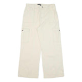 IZABEL Womens Cotton Blend White Relaxed Wide-Leg Trousers W32 L29 Cargo Style