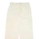 IZABEL Womens Cotton Blend White Relaxed Wide-Leg Trousers W32 L29 Cargo Style