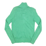 RALPH LAUREN SPORT Mens Green Cotton Patterned Jumper Full Zip Cable Knit S