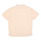 ISLAND SHORES Mens Peach & White Check Shirt XL Summer Casual Short Sleeve