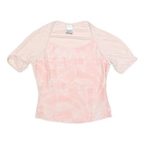 NIKE Womens Light Pink Printed Basic Top Short Sleeve Round Neck M Performance