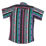 PANHANDLE Mens Black & Green Short Sleeve Striped Shirt M Casual Printed