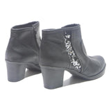 RIEKER Womens Black Leather Ankle Boots UK 9 Sequins Detail Comfortable Stylish