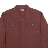 EDDIE BAUER Mens Maroon Cotton Shirt L Long Sleeve Button Pocket Casual