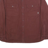 EDDIE BAUER Mens Maroon Cotton Shirt L Long Sleeve Button Pocket Casual