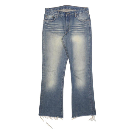 CARRERA Mens Jeans Blue Regular Flared Denim Light W34 L30 Distressed Hem Zip