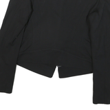 GUESS Womens Black Mixed Fabric Asymmetric Zip Jacket M Cotton Blend Leather