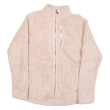 CALVIN KLEIN Womens Cream Zip Up Jacket S Polyester Blend Sherpa Fleece Soft
