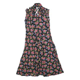 Womens Black Floral Sleeveless Day Polyester Dress Size L Button Front