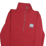 CALVIN KLEIN Mens Red 1/4 Zip Sweatshirt S Cotton Pullover Casual Outerwear