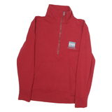 CALVIN KLEIN Mens Red 1/4 Zip Sweatshirt S Cotton Pullover Casual Outerwear