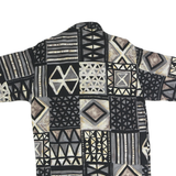 RENNATO CAVALL Mens Black & Grey Pattern Cotton Blend Shirt S Casual Summer