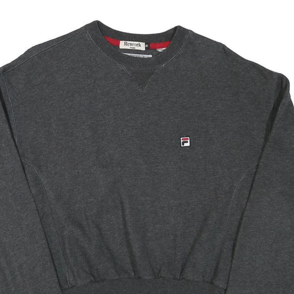 FILA Womens Grey Cropped Crew Neck Sweatshirt M Cotton Blend Pullover