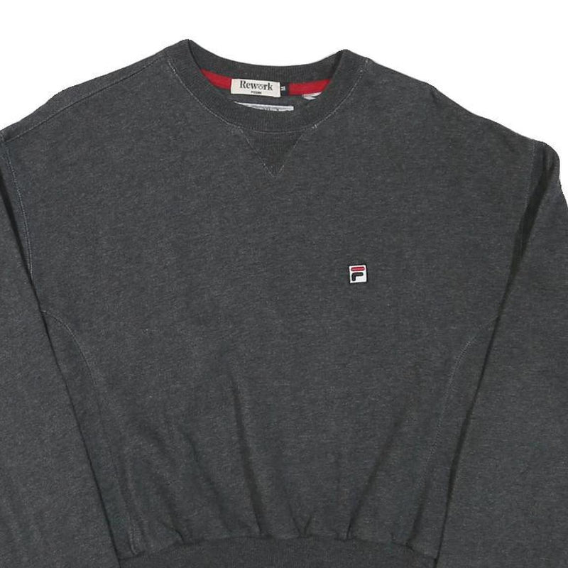 FILA Womens Grey Cropped Crew Neck Sweatshirt M Cotton Blend Pullover