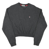 FILA Womens Grey Cropped Crew Neck Sweatshirt M Cotton Blend Pullover