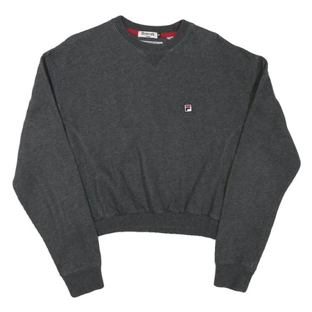 FILA Womens Grey Cropped Crew Neck Sweatshirt M Cotton Blend Pullover