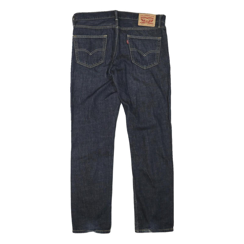 LEVI'S 511 Mens Slim Dark Blue Denim W34 L32 Zip Cotton Blend Jeans