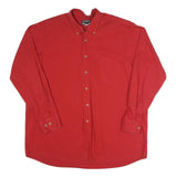 THREE RIVERS Mens Red Cotton Shirt XL Button-Down Casual Long Sleeve