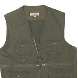 JUN DI Mens Green Cotton Blend Utility Jacket L Cotton Blend Plain Zip Pockets