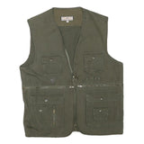 JUN DI Mens Green Cotton Blend Utility Jacket L Cotton Blend Plain Zip Pockets