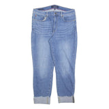 TOMMY HILFIGER Womens Slim Blue Denim Light Wash Jeans W34 L27 Cuffed Hem