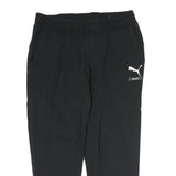 PUMA Mens Joggers Black L W30 L25 Slim Tapered Logo Print Pockets