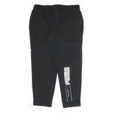 PUMA Mens Joggers Black L W30 L25 Slim Tapered Logo Print Pockets