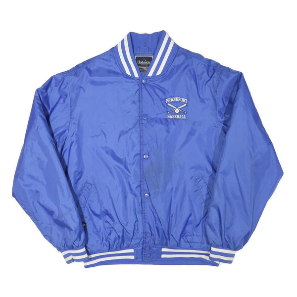 HOLLOWAY Mens Blue Baseball Button Jacket M Polyester Blend Varsity Sports