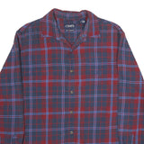 CHAPS Mens Blue & Red Check Shirt L Cotton Long Sleeve Button Front