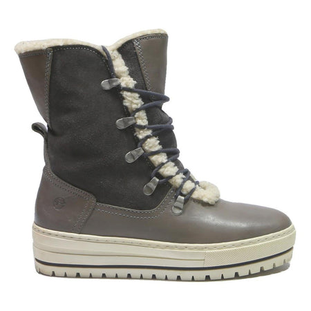 TAMARIS Womens Lace-Up Ankle Boots Grey & Black Synthetic UK 5 Winter Warmth