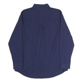 CHAPS Mens Navy Blue Check Shirt L Button-Down Collar Long Sleeve Casual Cotton