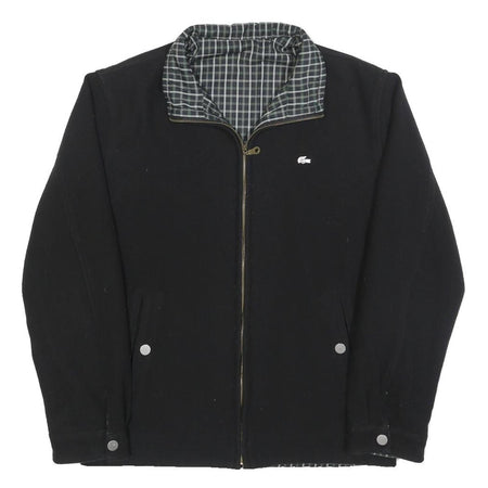 LACOSTE Mens Black Zip Jacket M Woven Plain Logo Crocodile Lightweight Casual