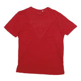 GUESS Mens Red Graphic T-Shirt M Short Sleeve Crew Neck Casual Cotton