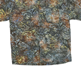 JOHARI WEST Mens Brown & Grey Pattern Cotton Blend Shirt XL Short Sleeve Casual