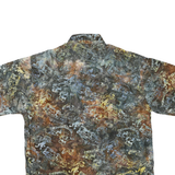 JOHARI WEST Mens Brown & Grey Pattern Cotton Blend Shirt XL Short Sleeve Casual