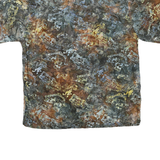 JOHARI WEST Mens Brown & Grey Pattern Cotton Blend Shirt XL Short Sleeve Casual