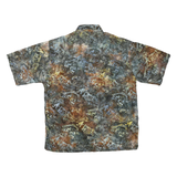 JOHARI WEST Mens Brown & Grey Pattern Cotton Blend Shirt XL Short Sleeve Casual