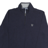 CHAPS Mens Navy Zip Neck Sweatshirt M Embroidered Logo Cotton Pullover
