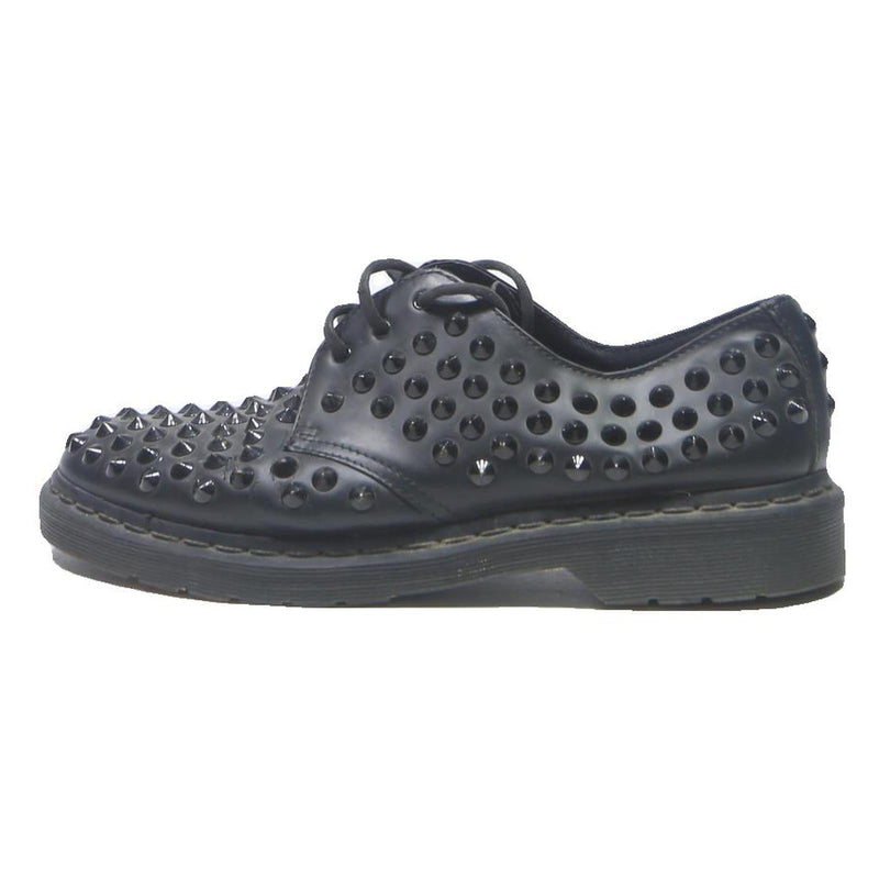DR MARTENS 1461 Mens Lace-Up Shoes Black Leather UK 9 Studded Punk Rock Fashion