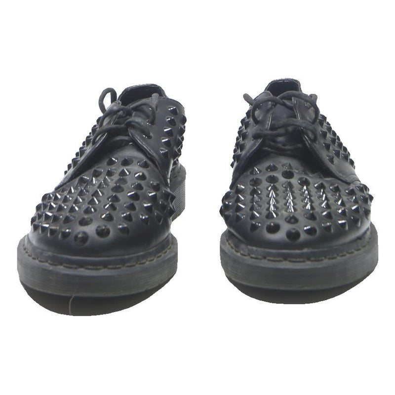 DR MARTENS 1461 Mens Lace-Up Shoes Black Leather UK 9 Studded Punk Rock Fashion